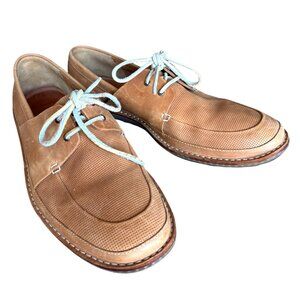 Clarks Mens Shoe Size 12 Grafted Sail Durable Boat Tan Leather Loafers Laces EUC